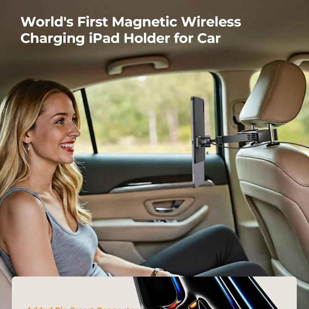 Magnetic iPad Car Mount – Wireless Charging + Dual Setup for iPad Pro 11